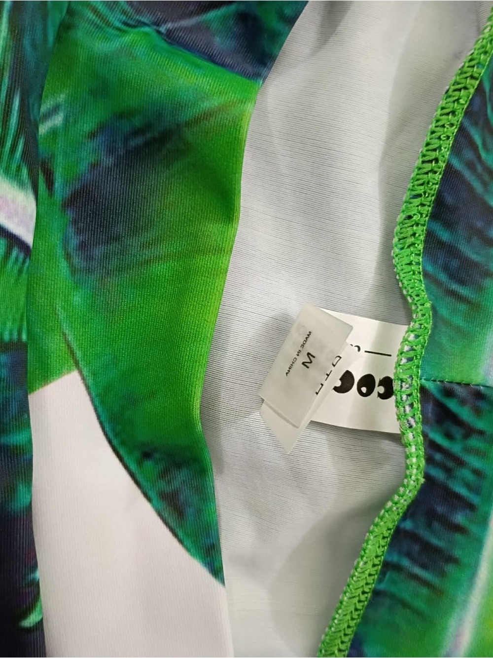 COCOSHIP Green Leaf Print High Waisted Bikini Set - Picture 3 of 5